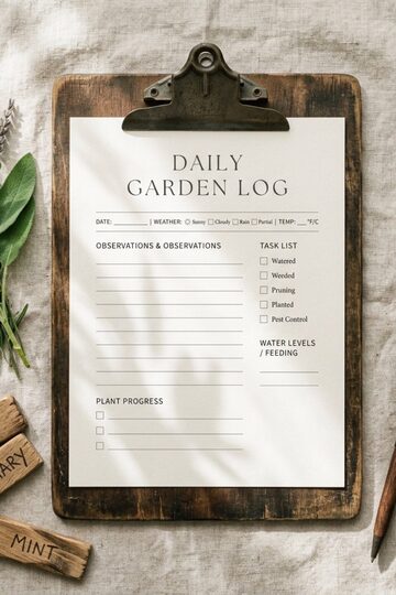 Printable Daily Garden Log & Journal Page Template